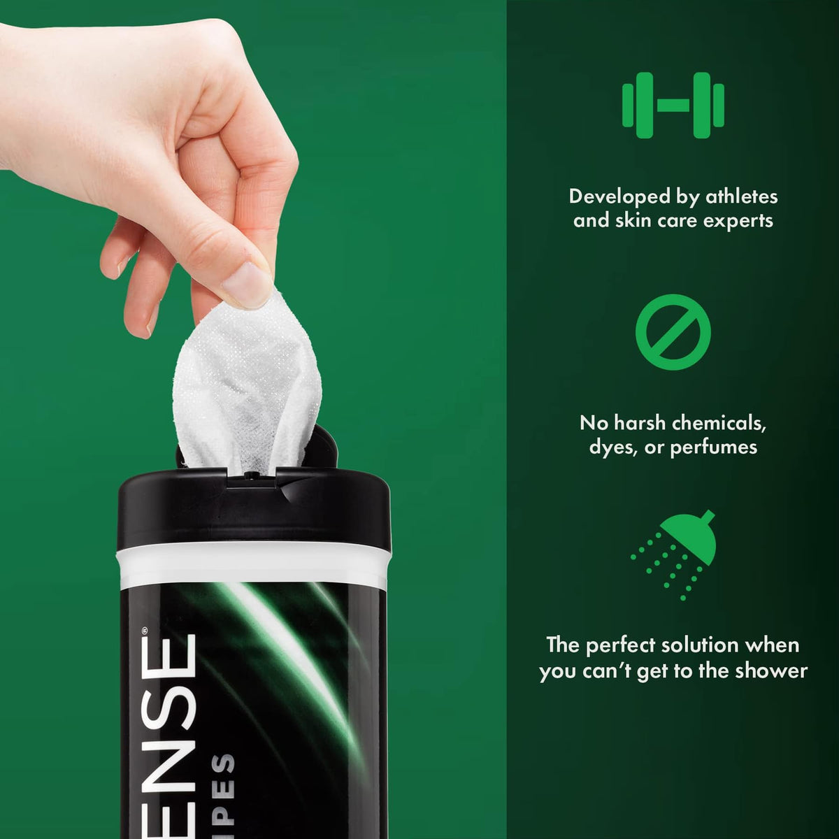 Defense Soap peppermint wipes closeup highlighting tea tree oil benefits for skin.