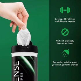 Defense Soap peppermint wipes closeup highlighting tea tree oil benefits for skin.