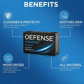 Defense Soap lather image shows rich foam for thorough cleansing.