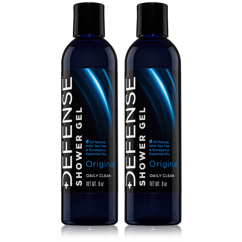 Defense Soap Tea Tree Body Wash bottle front view emphasizing odor control.