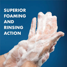 Lather forms as Defense Soap Tea Tree Body Wash is used in the shower.