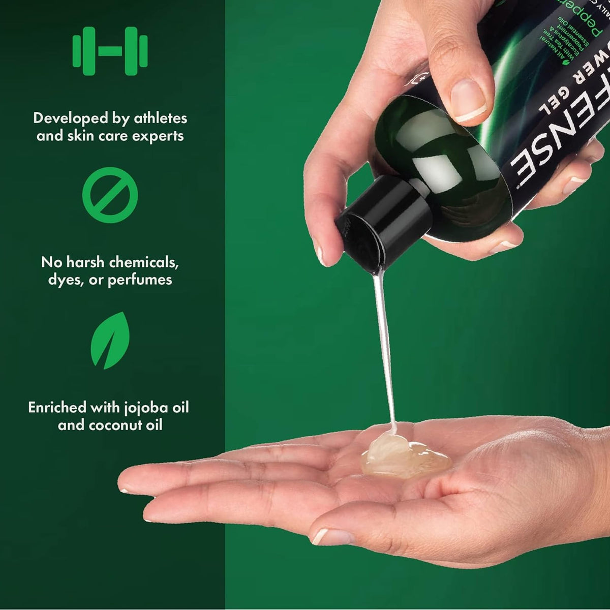 Defense Soap Tea Tree Body Wash Peppermint lather with a crisp, invigorating aroma.