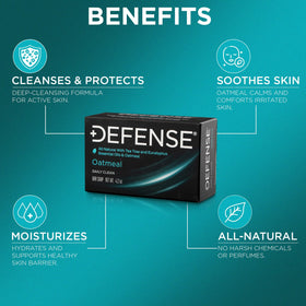 Defense Soap triple-milled bar close-up highlights lasting quality for gentle daily use.