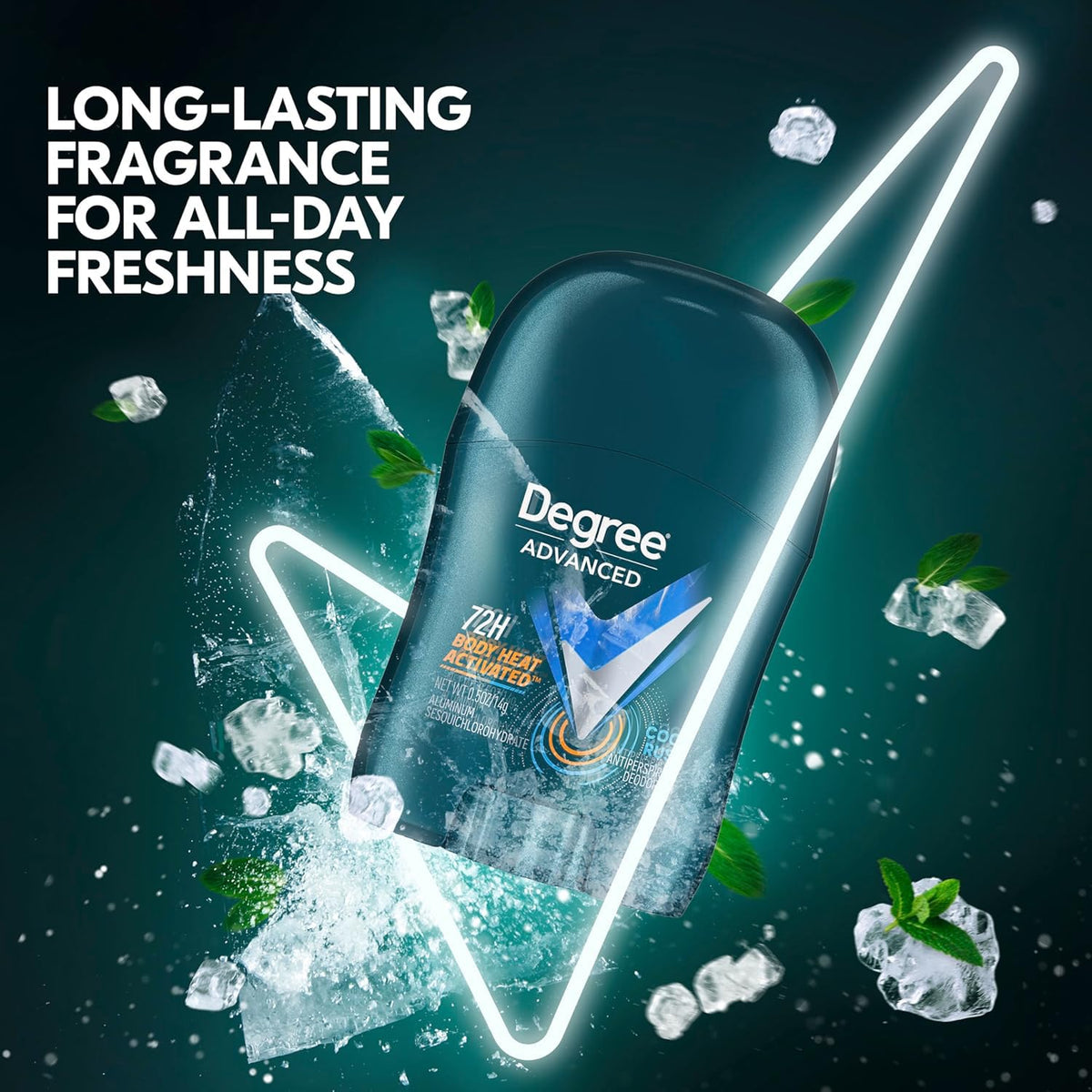 Degree 72-hour protection label illustrating extended sweat defense.