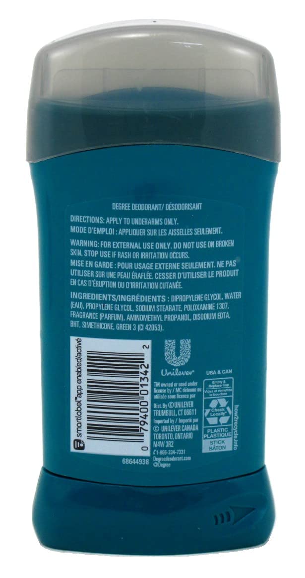 Degree back-of-pack highlights 88 ml size, ideal for daily sport use