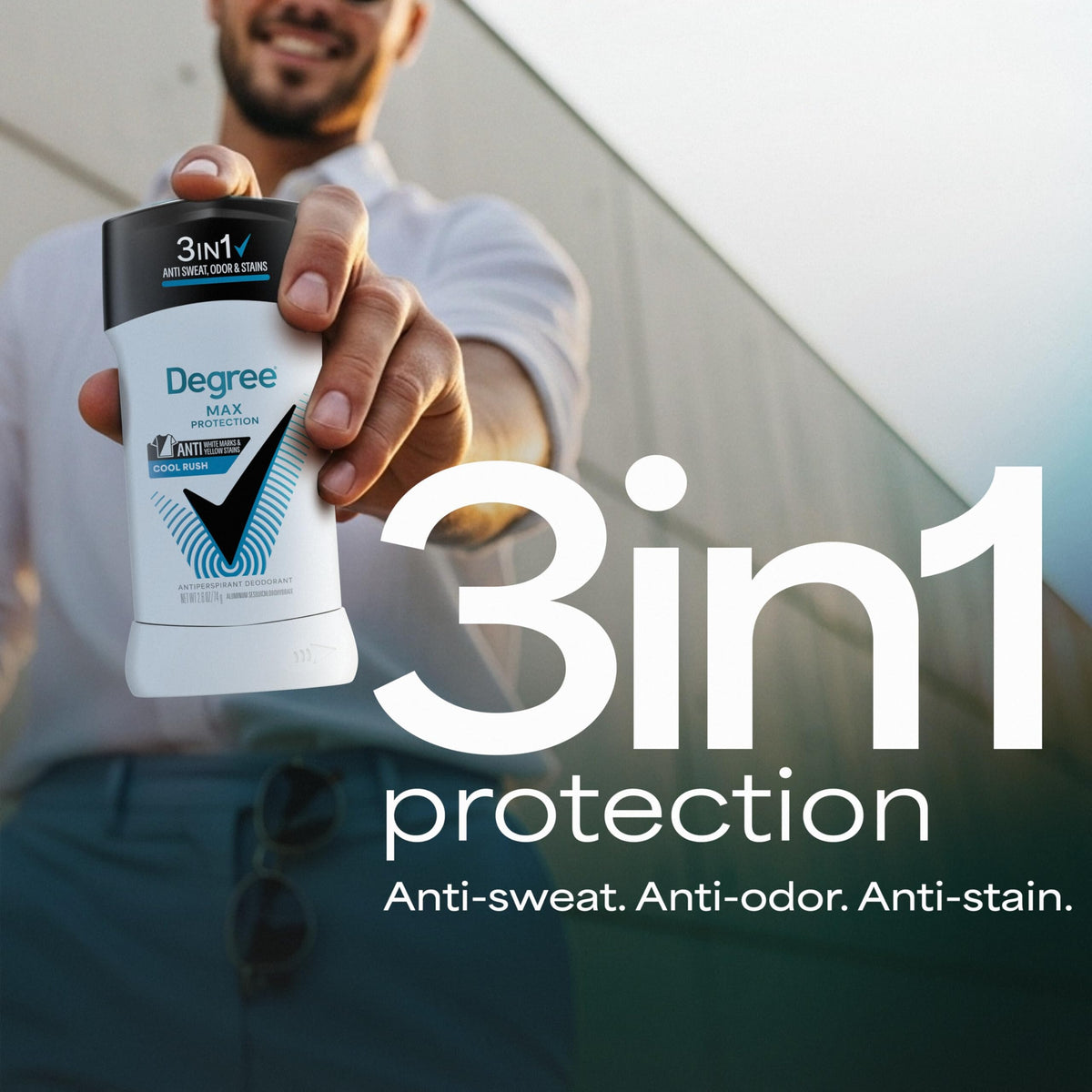 Illustration showing Degree Men 72-hour protection for extended freshness.