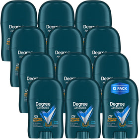 Degree Men Cool Rush travel deodorant 12-pack showing compact protection for trips