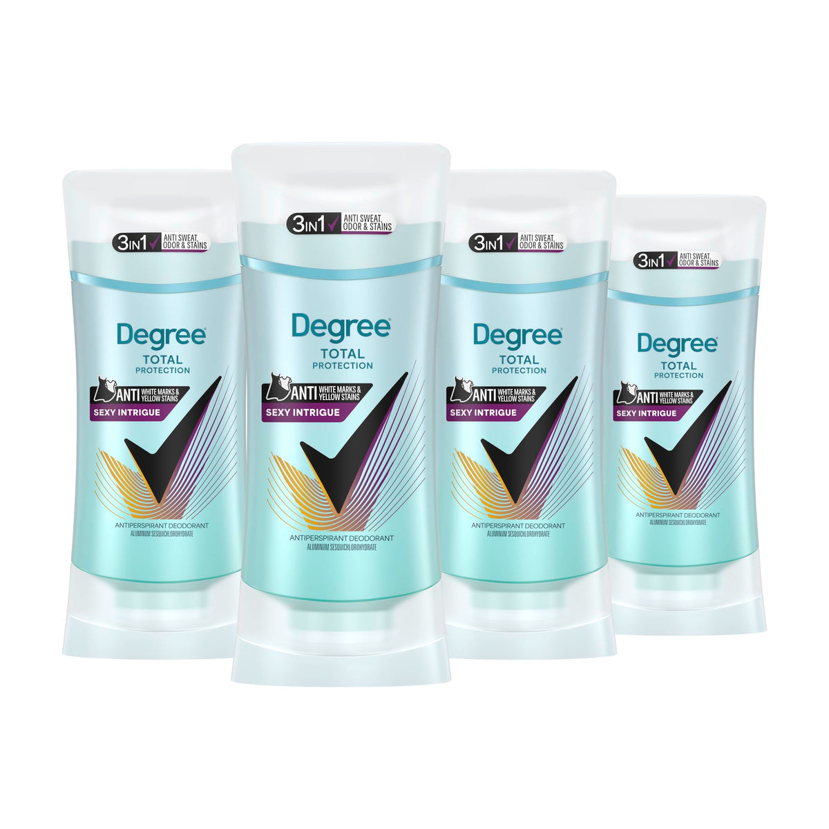 Degree Total Protection Sexy Intrigue stick demonstrates long-lasting freshness and stain resistance.