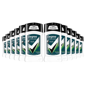 Degree UltraClear Black+White 12-pack showing anti-mark protection for clothes