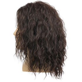 Deifor men's brown wavy wig, adjustable-cap feature ensures comfortable fit.