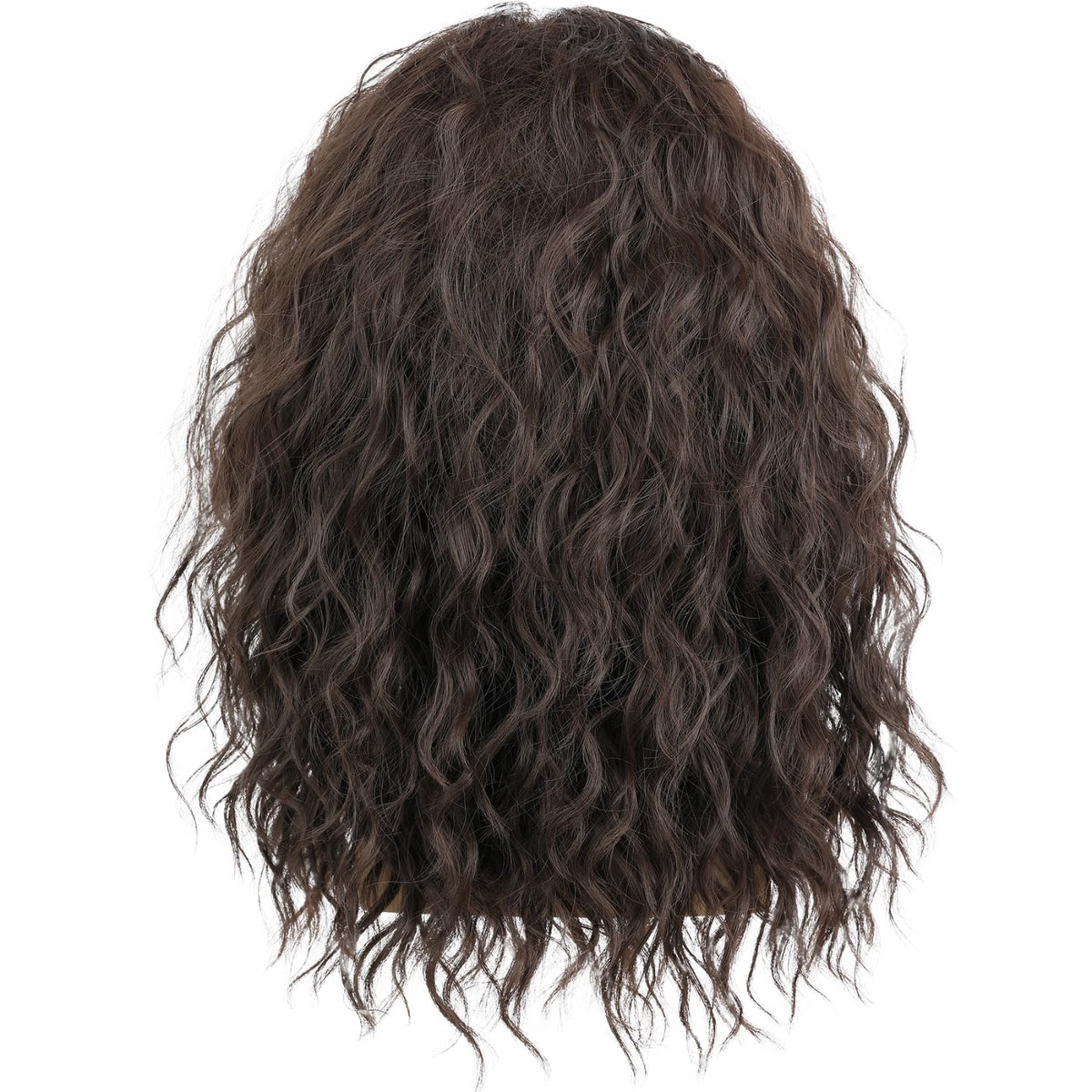 Deifor men's brown wavy wig, packaging reveals easy storage and care.