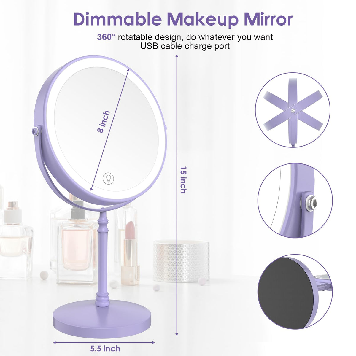 DEIOVWXS makeup mirror large 8-inch viewing area for wide view