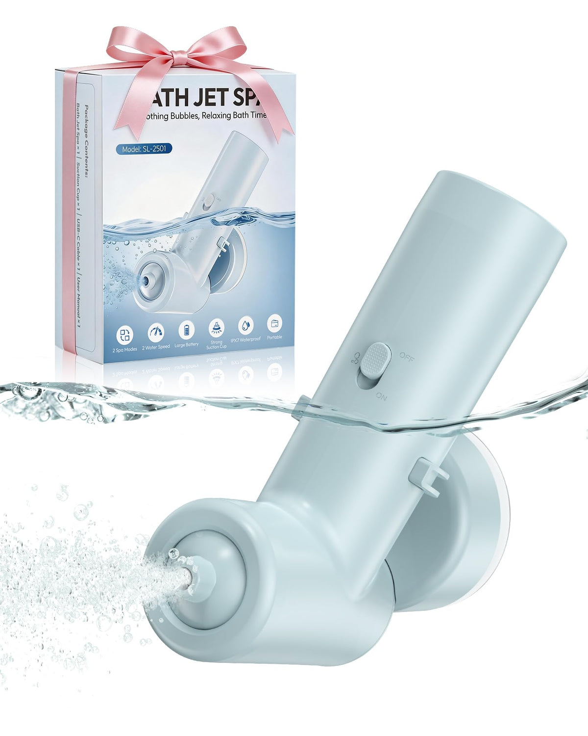 DEJUNPIOOL bath jets setup on tub surface for secure spa-like soak.