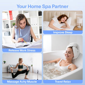 DEJUNPIOOL compact bubble jet system suits any standard bathtub.