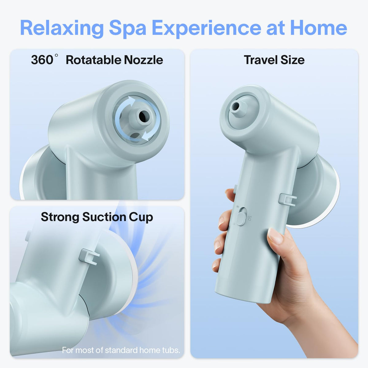 DEJUNPIOOL powerful suction cups with assist rope secure on tub edge.