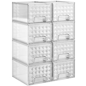 Delamu 8-pack stackable drawers during assembly for tidy vanity setup