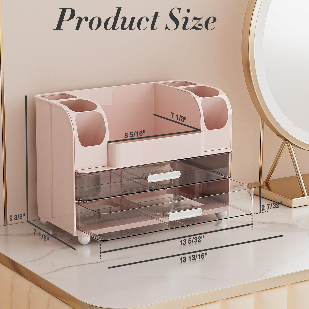 Delamu large makeup organizer center bottle storage keeps skincare and fragrances neatly organized