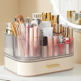 Delamu makeup organizer vanity with stackable drawers for neat cosmetics storage