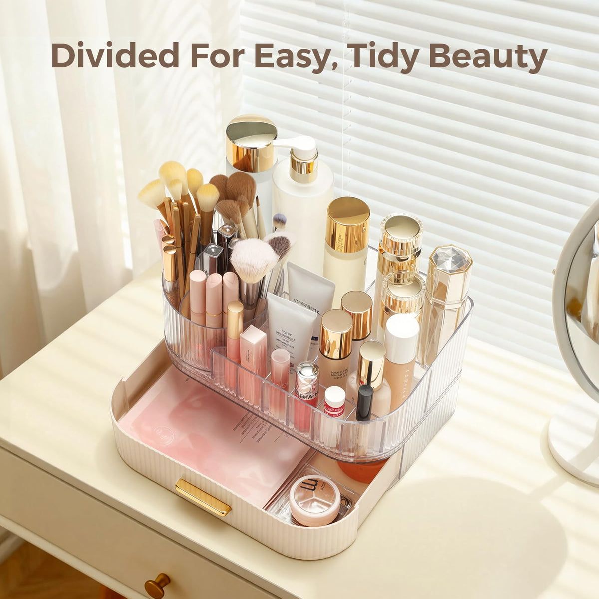 Delamu nail polish and skincare storage to simplify vanity setup