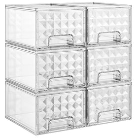 Delamu stackable drawers with clear design for quick item visibility.