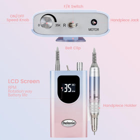 Delanie Nail Drill bit locking keeps bits secure for stable, accurate filing.