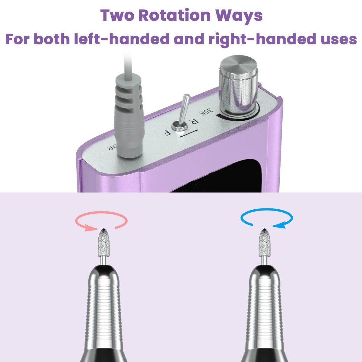 Delanie nail drill portable design enables on-the-go manicures anywhere.