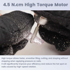 Delanie nail drill rechargeable battery lasts up to 10 hours for on-the-go use.
