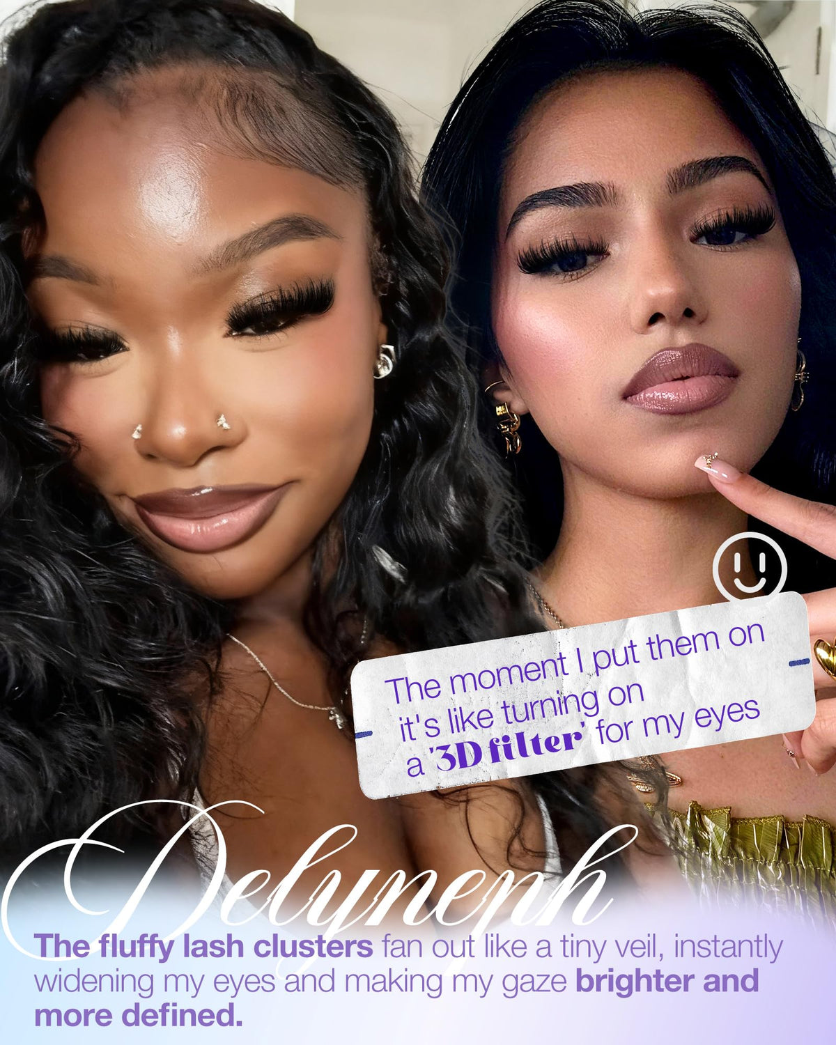 Delyneph volume lash clusters in 12–22mm for versatile eye shapes