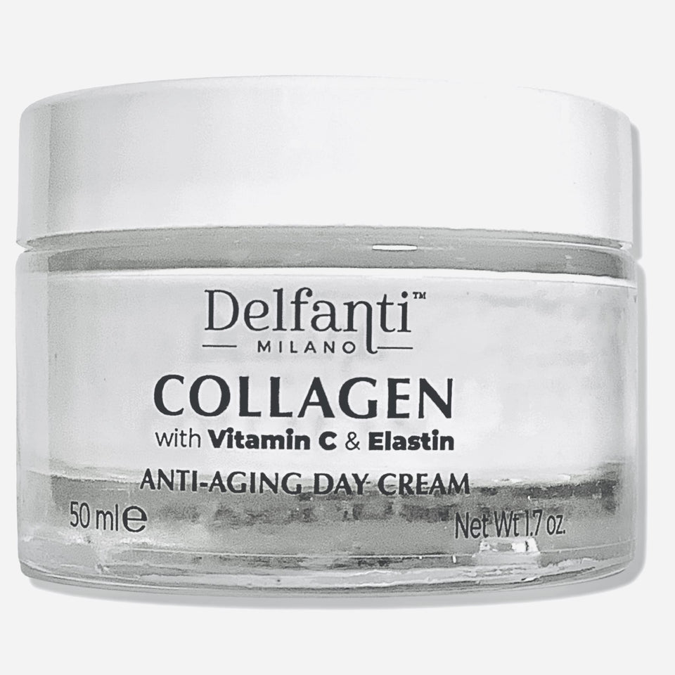 Delfanti-Milano collagen bottle front view for anti-aging support