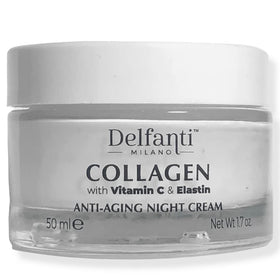 Delfanti-Milano collagen vitamin C elastin jar showcases premium night formula for radiant skin