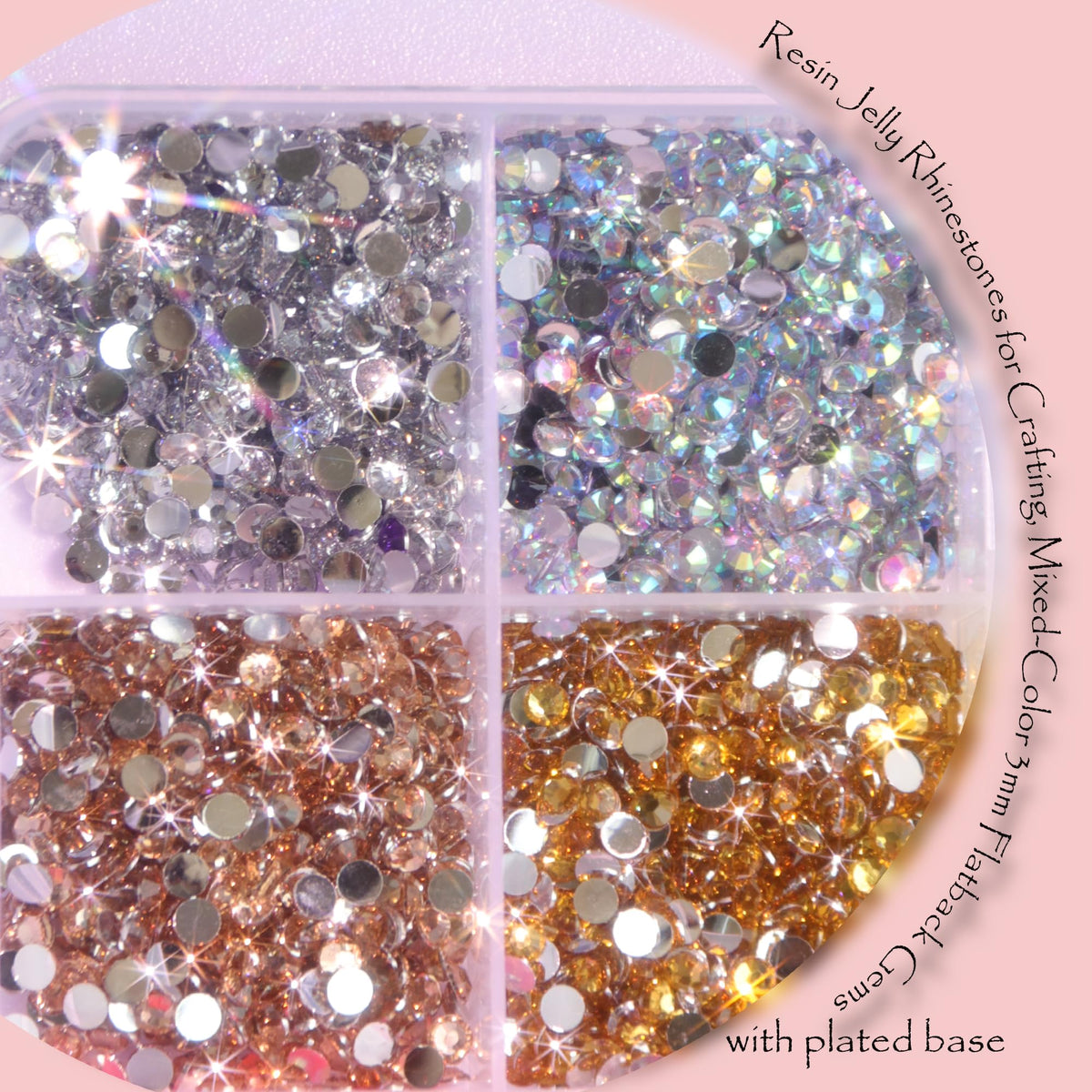 Delgoash AB-coated crystals providing iridescent shine under light