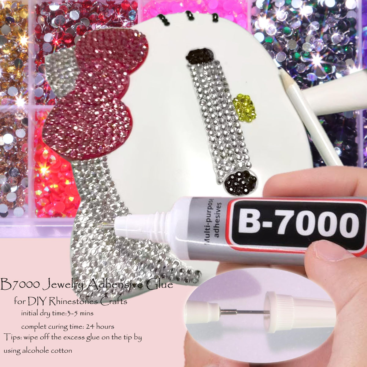 Delgoash rhinestones applied to shoes and bags for sparkle