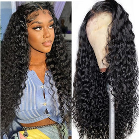 DELHELHAIR 24-inch water wave wig close-up showing natural texture and lace