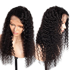 DELHELHAIR lace front water wave wig close view highlighting transparent lace