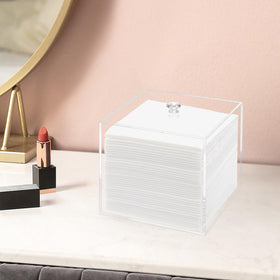 DELIPPLY clear acrylic box showcases towels while remaining sturdy.