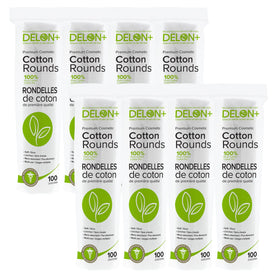 DELON Premium Cotton Rounds packaging shown for easy storage and everyday use.