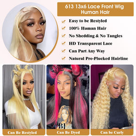 Deloni 613 lace front wig 30in with pre-plucked hairline for easy parting