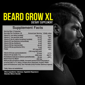 Delta Genesis Beard Grow XL capsules close-up showing vegan ingredients for natural growth