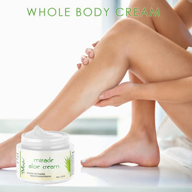 After-sun care with Deluvia Miracle Aloe Cream.