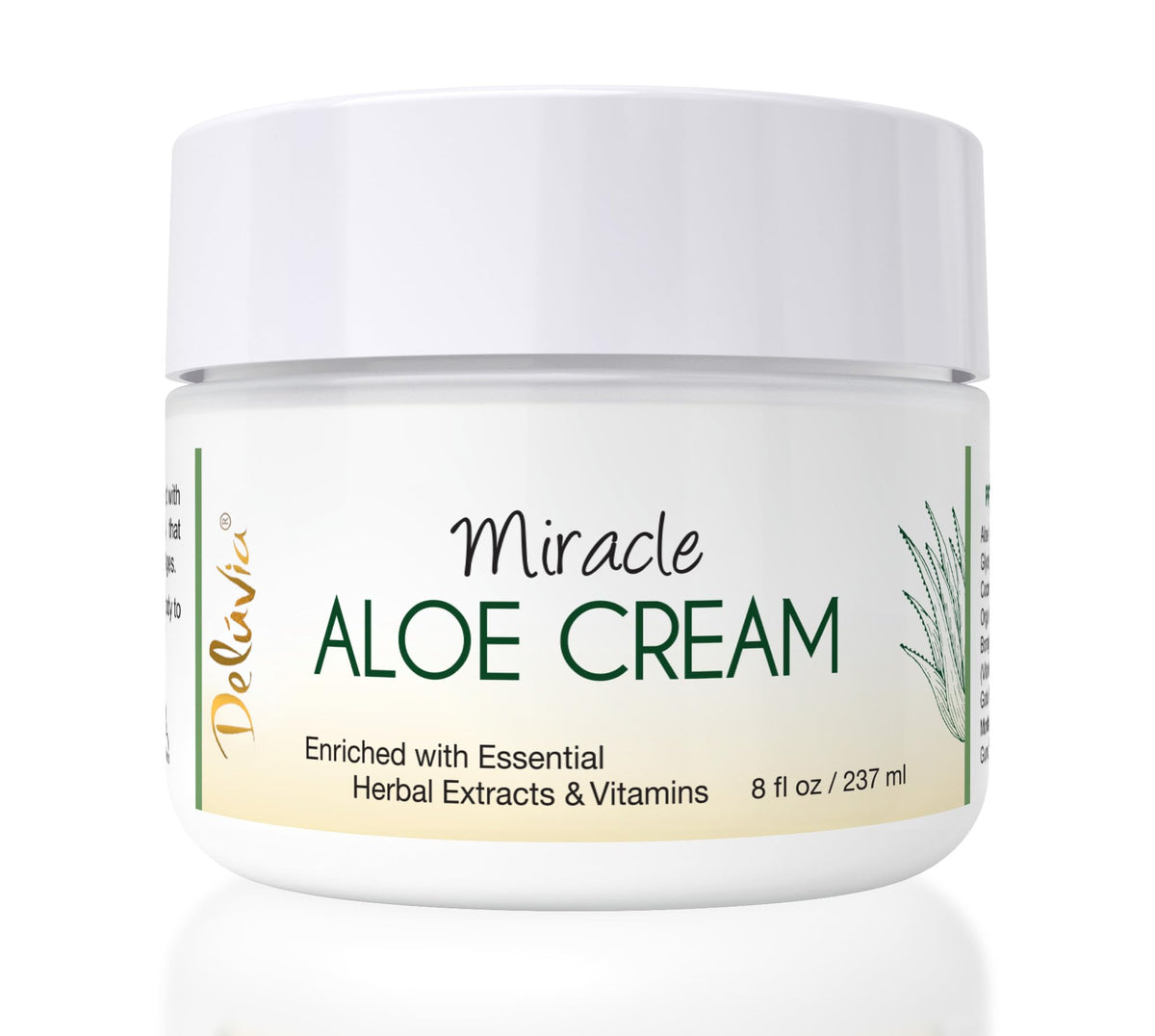 Deluvia Miracle Aloe Cream on the face for deep hydration and smooth skin.