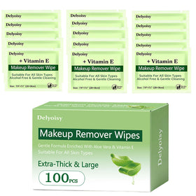 Delyoisy makeup remover wipes bulk pack for quick full-face cleansing