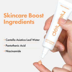 delyvely Zero Primer ingredients centella niacinamide emphasize soothing hydration and oil balance