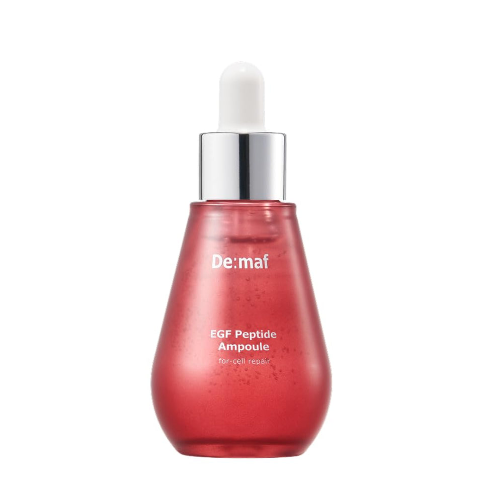 De:maf EGF peptide ampoule bottle showcasing premium serum for renewed radiance