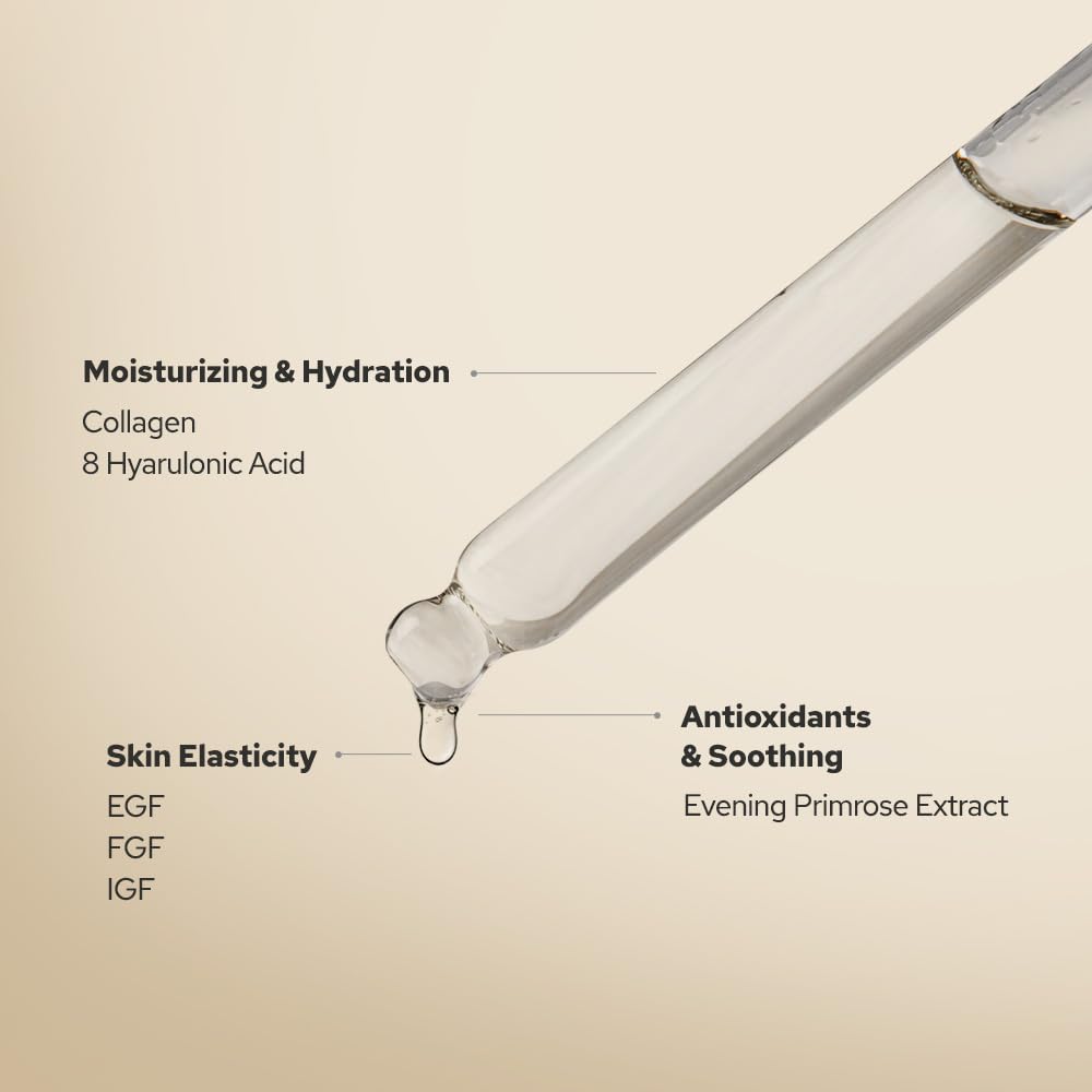 De:maf ingredient graphic highlights collagen and hyaluronic acid benefits
