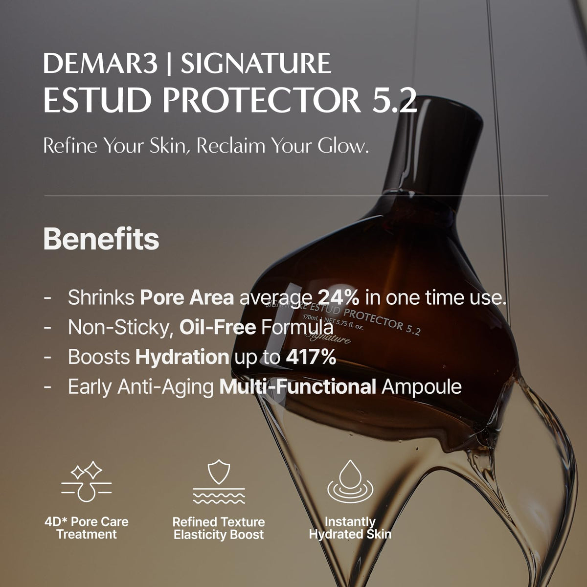DEMAR 3 Signature ESTUD presents a glass skin look with refined pores