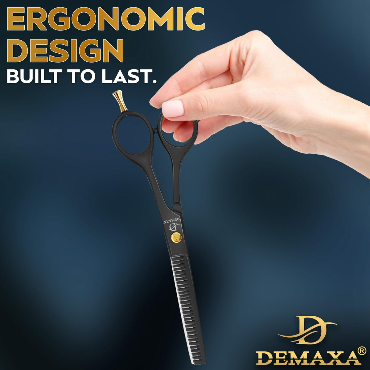Demaxa professional hair cutting scissors with secure grip