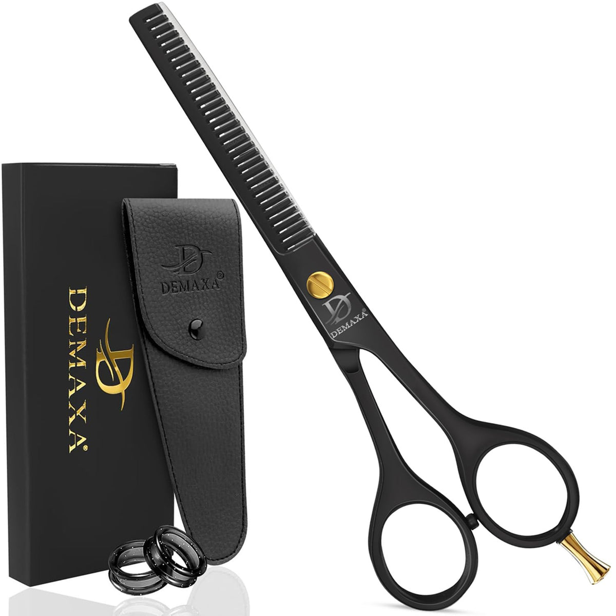 Demaxa hair thinning scissors blade close-up for precise thinning