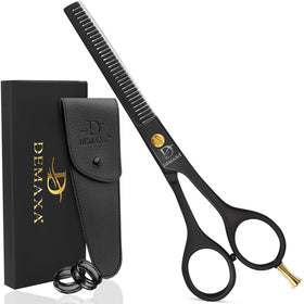 Demaxa hair thinning scissors blade close-up for precise thinning