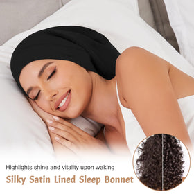 DEMAZALO satin bonnet gray front view comfortable nightwear for all hair types