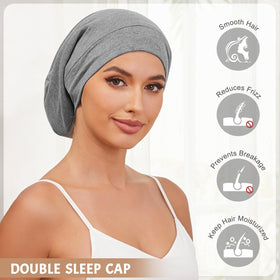 DEMAZALO pink satin bonnet back view lightweight sleep cap for curly hair